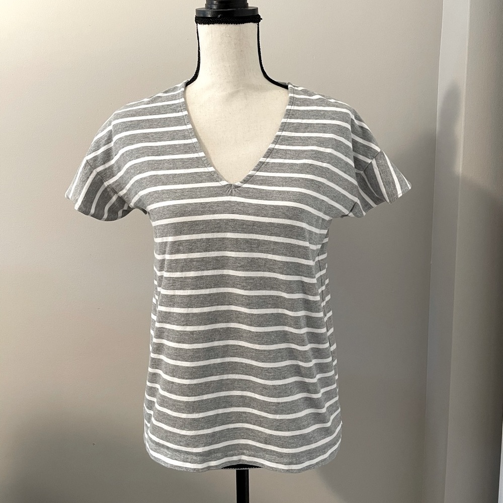 J Crew Striped Flutter Sleeve Tee